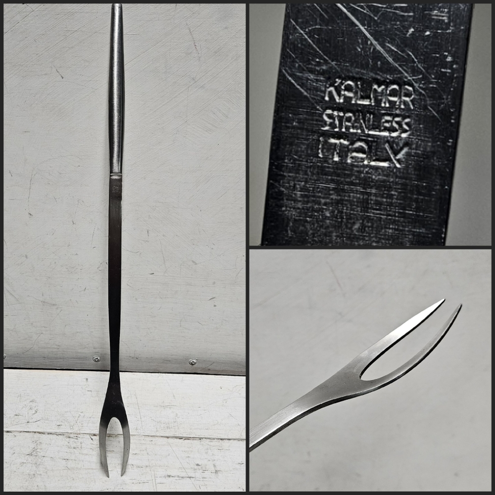 KALMAR Stainless Italy BBQ Fork vintage mid century modern mcm kitchen utensil